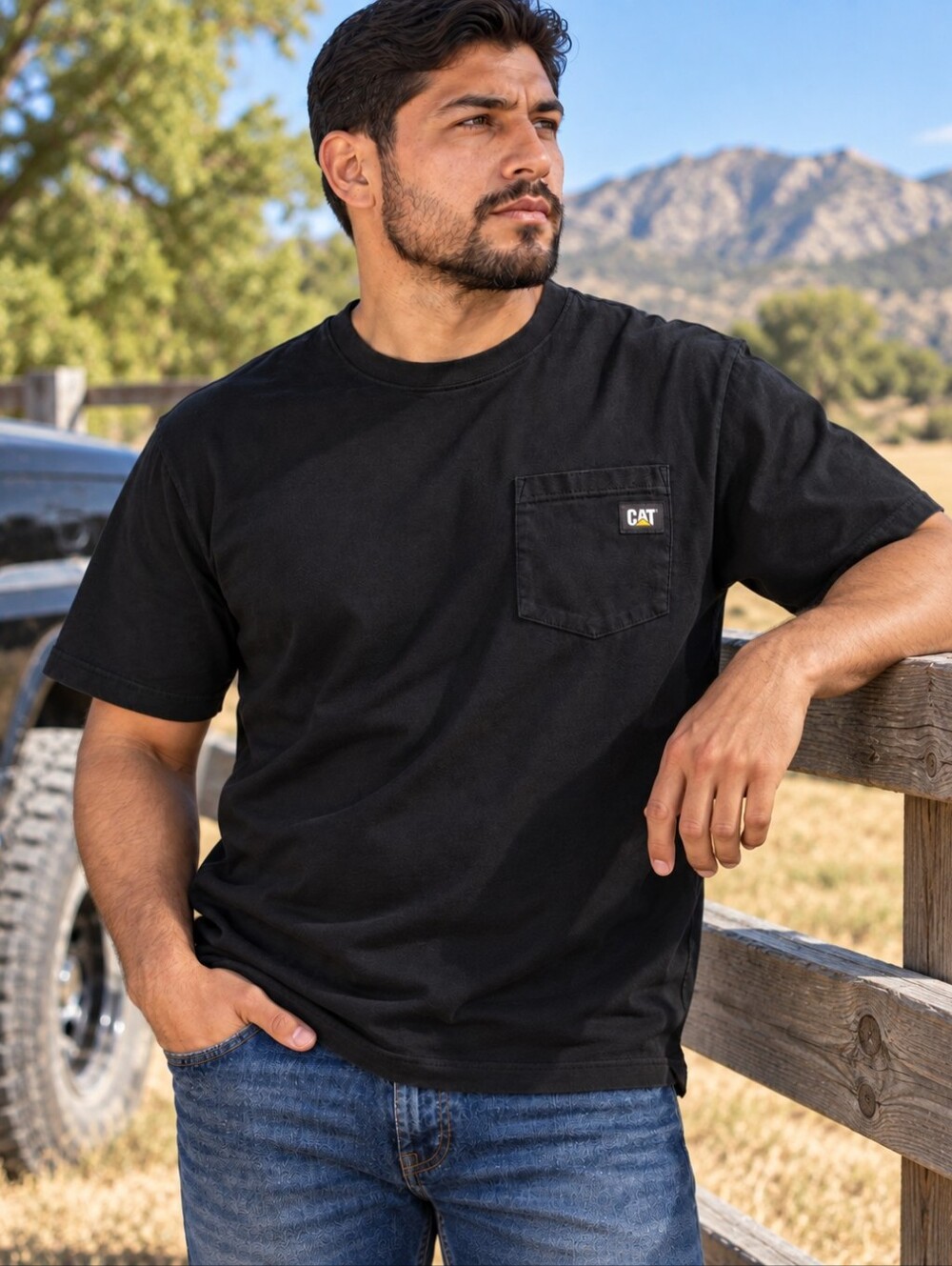 Caterpillar CAT Men’s Black Pocket T‑Shirt XL